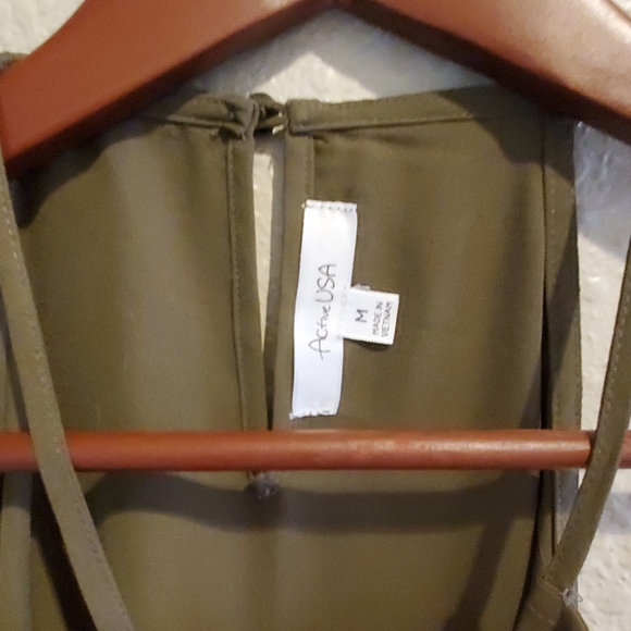 Olive high neck chiffon tank - Picture 4 of 4